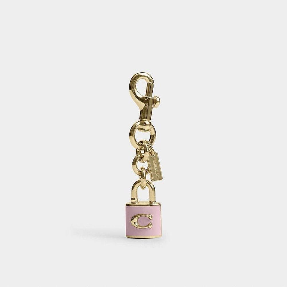 NWT Coach Lock Bag Charm Pink In Gold/Carnation Pink